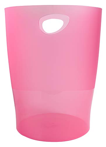 Exacompta 45354D ECOBIN Papierkorb 15 Liter mit Griffen. Eleganter und robuster Papierkorb und Mülleimer im modernen Design himbeer