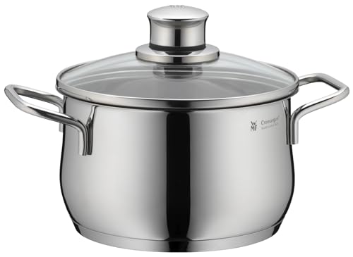 WMF Diadem Plus Kochtopf klein 16 cm, Glasdeckel, Fleischtopf Induktion 2l, Cromargan Edelstahl poliert, unbeschichtet