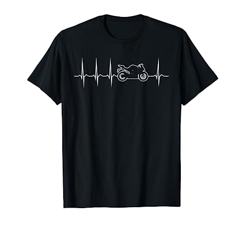 Motorrad Herzschlag Biker EKG Linie Frequenz Motorradfahrer T-Shirt