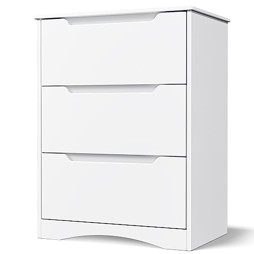 Bealife Kommode, 3-Schubladen-Kommode für Schlafzimmer, Weißer Schubladenschrank für Wohnzimmer, Schlafzimmer, Büro, 82 x 60 x 40 cm