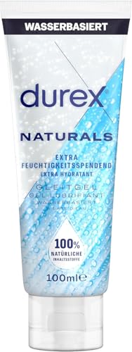 Durex Naturals Extra Feuchtigkeitsspendend Gleitgel – 100 % natürliches Gleitmittel mit Hyaluronsäure – Dermatologisch getestet & pH-freundlich – 100 ml