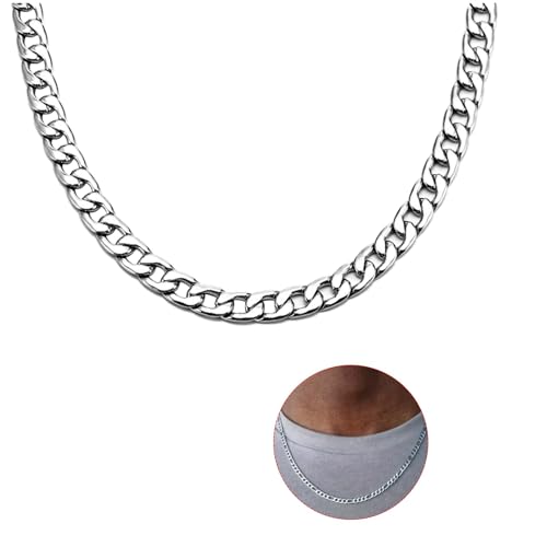 Klassische Panzerkette, Kubanische Halskette Herren, Massive Königskette, große Glieder Punk Hip Hop, 60 cm Ohne Anhänger Halskette, Hypoallergene Kandare Panzerkette Schmuck, für Männer Jungen