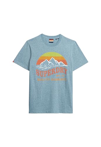 Superdry Herren Locker geschnittenes, klassisches Great Outdoors T-Shirt Wüstenhimmelblau Gesprenkelt L