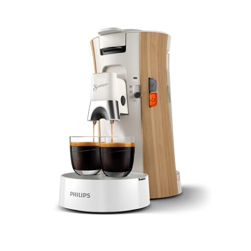 Philips Senseo Select Kaffeepadmaschine - Intensität Plus, Memo-Funktion für 3 Kaffeespezialitäten, Crema Plus, Umweltfreundliches Produkt mit 37% Biobasiertem Kunststoff, Seidenweiß (CSA240/05)