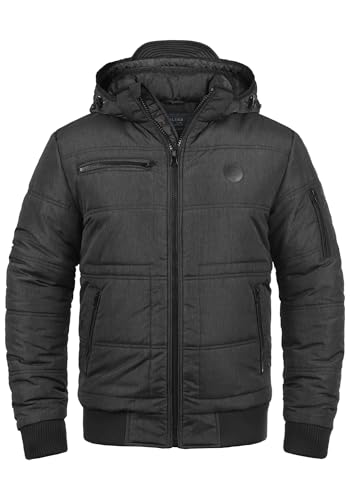 Blend BHBoris Herren Winterjacke Steppjacke Jacke gefüttert mit abnehmbarer Kapuze Reißverschlusstaschen Regular fit, Größe:M, Farbe:Black (70155)