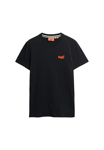 Superdry Für Erwachsene Essential Logo Emb Tee T-Shirt, Schwarz/Hazard Orange, XL