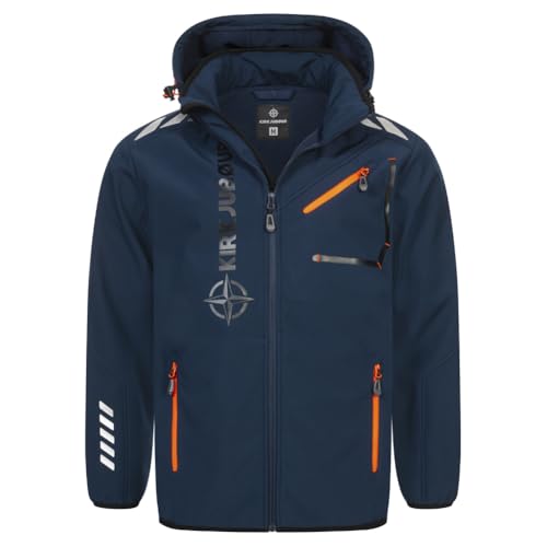 Kirkjubøur® Hestur Herren SOFTSHELLjacke 10.000 mm Wassersäule mit Kapuze und Fleecefutter, atmungsaktiv und wasserabweisend (DE/NL/SE/PL, Alphanumerisch, M, Regular, Regular, Alvik Navy)