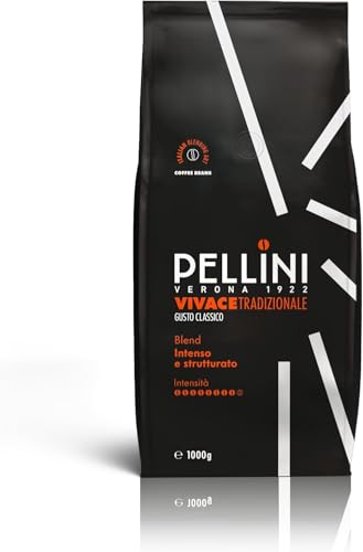 Pellini N.82 Vivace, Kaffeebohnen für Espresso 1 kg, Arabica- und Robusta-Mischung mit Kräftigem und Ausgewogenem Geschmack, Mittlere Röstung