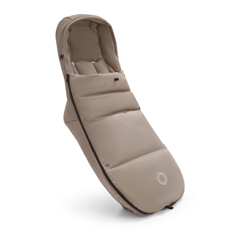 Bugaboo Performance Winter Fußsack für die kalte Jahreszeit, unverzichtbares Kinderwagen-Zubehör mit Kapuze und Zwei-Wege-Reißverschluss, Fußwärmer in Desert Taupe