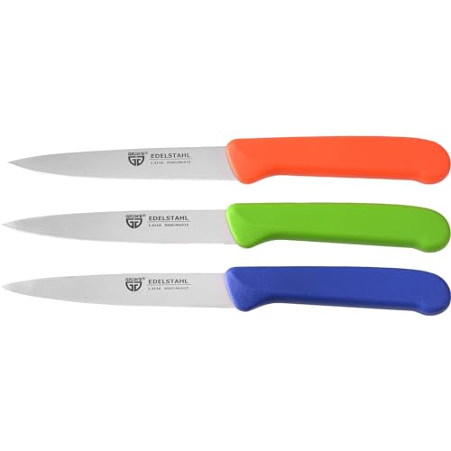 GRÄWE Gemüsemesser, Set, kleines Küchenmesser-Set, Obstmesser, Schälmesser, Edelstahl, schwarz, super scharf geschliffen (Bunt, 3er Set)