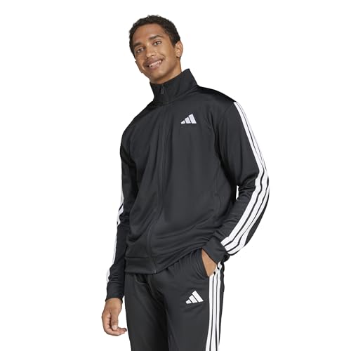 adidas Herren 3 Stripes Tricot Regular Track TOP, Black, XL