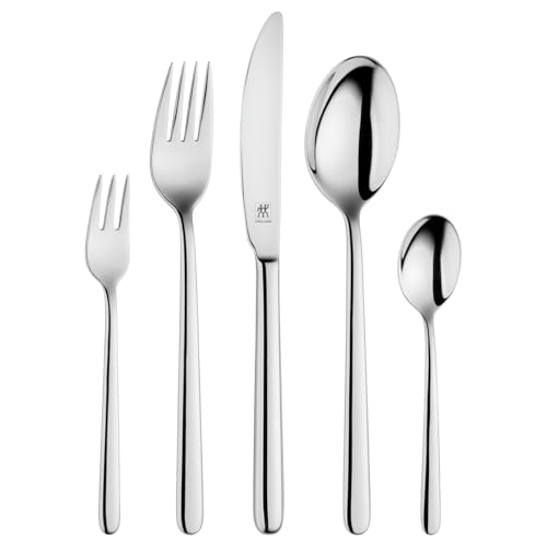ZWILLING Newcastle, Besteck Set, 60-teilig, Für 12 Personen, 18/10 Edelstahl/Hochwertiger Klingenstahl, Poliert, Silber [plastikfreie Verpackung]