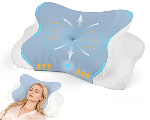 Dreamhigh® Nackenstützkissen 2 in 1, Effektive Schmerzlinderung Ergonomisches Kopfkissen, Orthopädisches Kissen für Seiten-, Rücken- & Bauchschläfer, Memory Foam Kissen Größe: 62 x 37cm x 14/10cm
