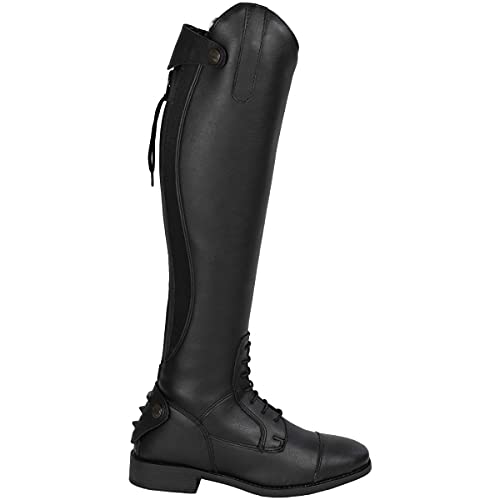 RL24 - Winter Reitstiefel für Damen Calgary – warme Damenstiefel zum Reiten – Stiefel aus Kunstleder mit Teddyfell & Reißverschluss – Winterstiefel in schwarz – Gr. 37 extra weit
