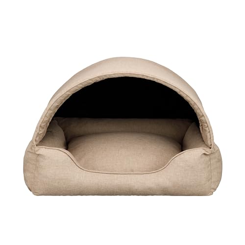 Bjird Hundebett & Hundehütte in einem - Hundehaus mit Dach für kleine und mittelgroße Hunde - Hundehöhle - Hundebox - Hundesofa - Bezug abnehmbar & waschbar - stabiles Hundekorb - 60x 47 cm
