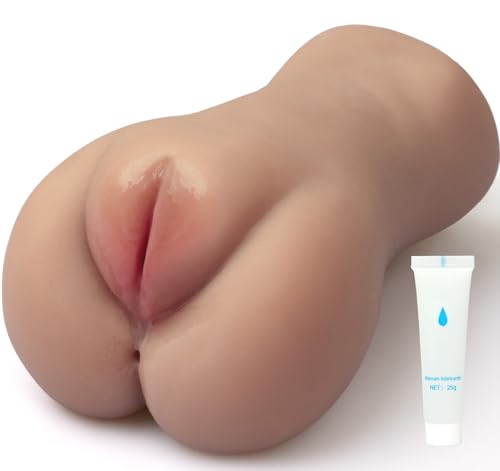 Masturbieren, 2 in 1Taschenmuschi, Realistische Pocket Pussy Sexy Doppelkanal kompakt Vagina Anal Tragbare 3D Masturbatoren, Erotik sex spielzeug für die männer solo (Milchteefarbe)