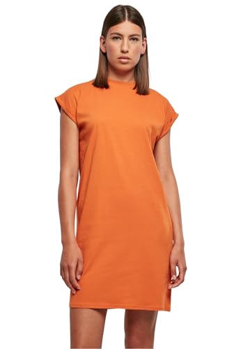 Urban Classics Damen Turtle Extended Shoulder Dress – Baumwoll Kleid mit Stehkragen & überschnittenen Schultern, Regular Fit für Freizeit, Alltag & Streetwear,Vintageorange,M