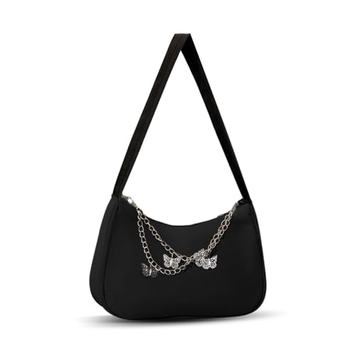 YZROHYI Schultertasche Damen Klein,Coole Taschen Teenager MäDchen,Handtasche Schwarz,Unterarmtasche MäDchen,Y2k Crossbody Bag,UmhäNgetasche Vintage Shoulder Bag Women,Tasche Tote Bag,Achsel Tasche