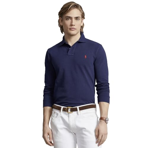 Ralph Lauren Custom Slim Fit Piqué-Poloshirt, Marineblau Newport, XL