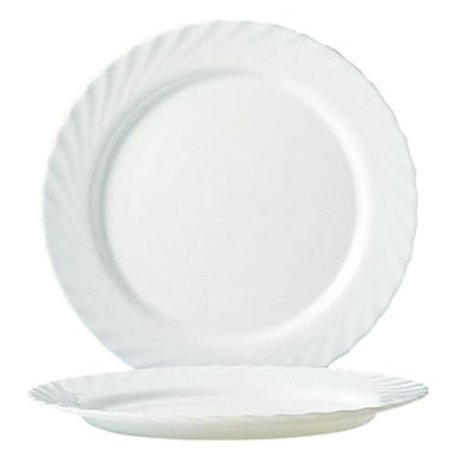 Arcoroc ARC D6890 Trianon Uni Teller flach, 24,5 cm, Opalglas, weiß, 6 Stück