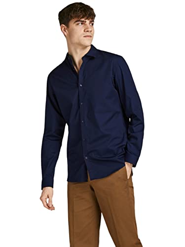 JACK & JONES Herren Freizeit Hemd JPRBLACARDIFF Slim Fit Schwarz Blau Weiss, Größe:XXL, Farbe:Navy Blazer Slim FIT 12201905