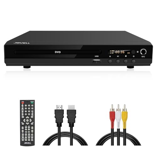 DVD-Player mit SCART-Anschluss, Kompakt DVD-CD-Player 1080P mit HDMI-Ausgang AV-Ausgang, Integriertes PAL/NTSC TV-System, Unterstützt MIC-Eingang, USB-Eingang, Fehlerkorrektur (DVD-170, Metallgehäuse)