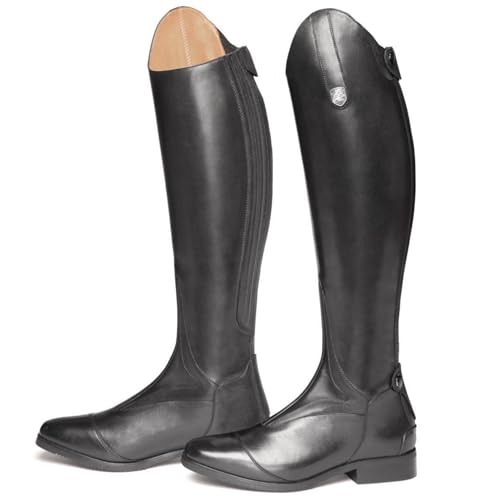 WEHAM Schwarz,45,Reitstiefel für Damen und Herren, Retro-Schnürstiefel aus PU-Leder, lange Reitstiefel für Anfänger