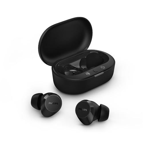 Philips TAT1209BK True Wireless In Ear Bluetooth Headphones - Small Buds. Great Value Natural Sound. Dynamic bass, Pocket-Sized Charging case, Clear Calls - Black