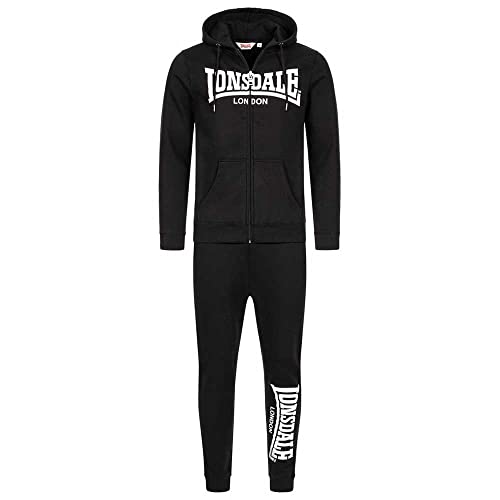 Lonsdale Men's Feeny Trainingsanzug mit Kapuze, Black/White, L