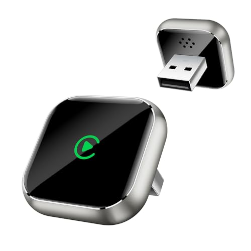 CarPlay Kabelloser Adapter für Apple iPhone – Upgrade von kabelgebundenem CarPlay auf kabelloses Gerät, Mini T-förmig für Autos, automatische USB-Wiederverbindung, für GPS Navigationsübertragung
