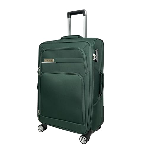 MY TRAVEL BAG Koffer Handgepäck Stoff Rollkoffer Reisekoffer Trolley Erweiterbar mit Zwillingsrollen (M/L/XL/XXL oder 4er Set) Weichgepäck (Smaragdgrün, Handgepäck (55cm))