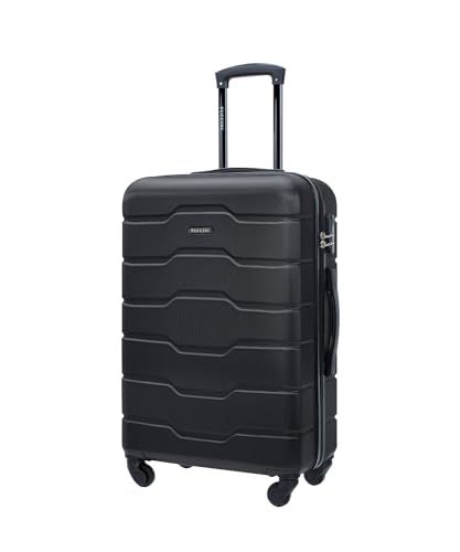 PUCCINI Koffer Alicante Hartschalenkoffer Trolley Leicht Reisekoffer mit 4 Rollen M-L-XL (Schwarz, XL)