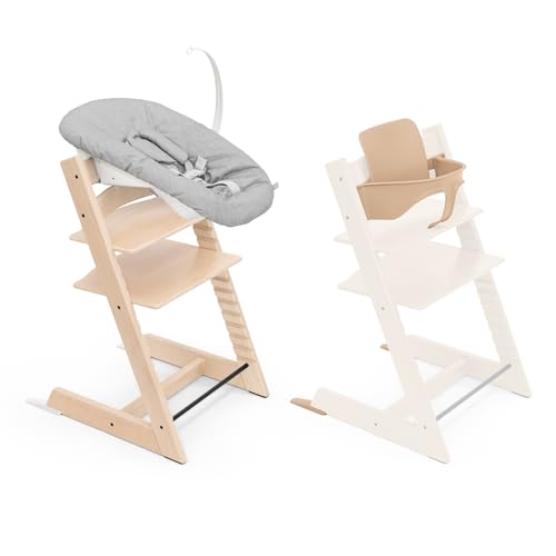 Stokke Tripp Trapp Hochstuhl, Natural (inklusive Stuhl & Baby Set2) mit Newborn Set - Sicheres, verstellbares, ergonomisches Design