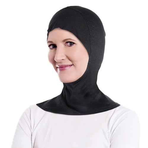 DAMILY Kopftuch Damen Hijab Jersey Khimar Niqab Kopftücher Stretch Modal Sport Hijab Full Neck Abdeckung Untertuch für Frauen Muslimische Schwarz