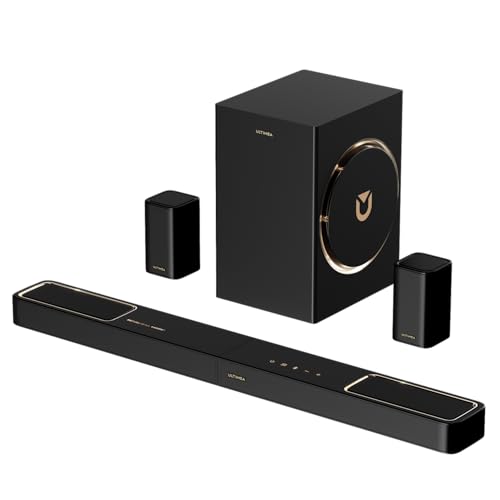 ULTIMEA 5.1.2 Soundbar mit Dolby Atmos, Surround Sound System für TV mit 2 Surround-Lautsprechern, App Steuerung, Soundbar für TV Geräte mit Subwoofer für Heimkino, BT 5.4, HDMI eARC, Skywave F40 Boom