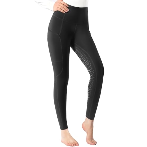 Harrison Howard Damen Vollbesatz Silikon Grip Reithose Reithose Hohe Taille Leggings für Damen, Schwarz, X-Groß