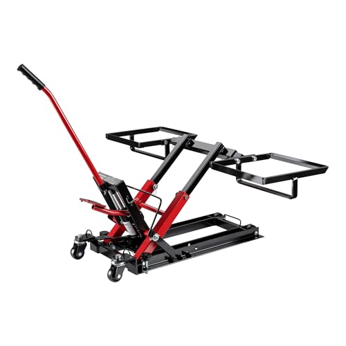 Wiltec Hydraulik-Heber 3 in 1, Motorradheber bis 300 kg, Quad Hebebühne Hubhöhe bis 53 cm, Mobile Hebebühne für ATV, Rasenmäher, Motorräder