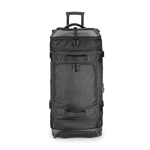Amazon Basics Reisetasche mit Rollen, 137L, Leichter und Langlebiges Trolley aus Ripstop-Gewebe, Großes Fassungsvermögen mit Teleskopgriff, Ideal für Reisen, Arbeit und Freizeit, Schwarz