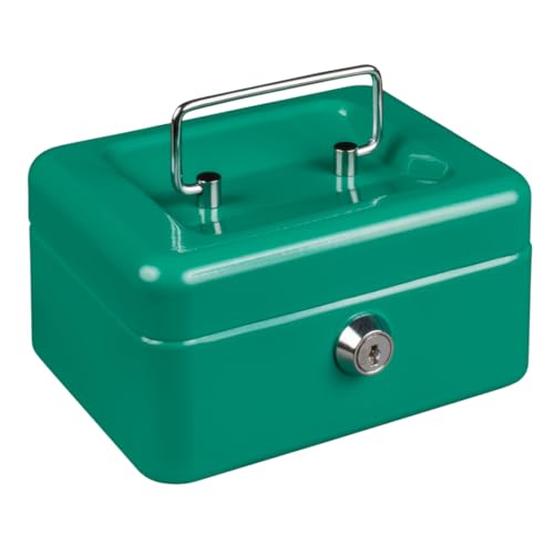 Burg-Wächter Geldkassette abschließbar mit Schlüssel und Hartgeldeinsatz, Klein, Stahlblech, Money 5015, Türkis-Grün