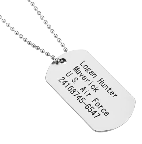 Erkennungsmarke silber, Hundemarke US Army Dog Tag - Kette als Soldaten Accessoire für Fasching & Karneval