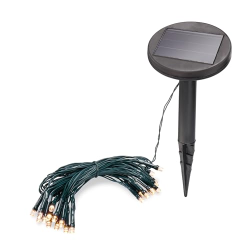 Esotec Solar Lichterkette Glühwürmchen, 24 LEDs warmweiß, Gesamtlänge 4,5m, Leuchtlänge 2,5m, Zuleitung 2m, Akku, Solarmodul, Erdspieß, Gartenlichterkette, Terrasse, Balkon, außen, winterfest, 102166