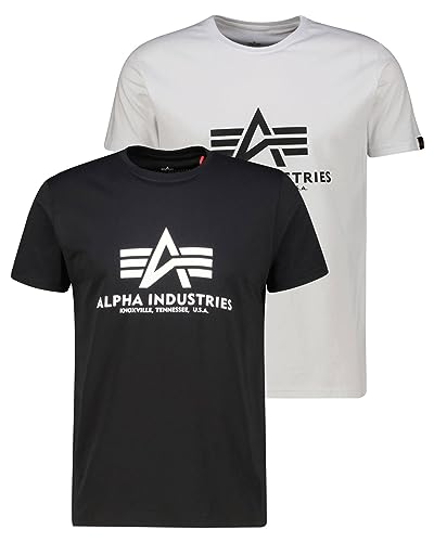 Alpha Industries Herren Basic T 2 Pack T-Shirt, Black/White, XL (2er Pack)