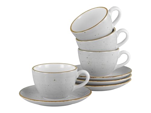 Creatable, 34037, Serie Vintage Nature Stein, 8-teiliges Geschirrset für 4 Personen, Kaffeetassen Set aus Porzellan, spülmaschinen- und mikrowellengeeignet, Made in Europe
