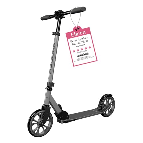 HUDORA Scooter Up 200 - Geräuscharmer Aluminium-Roller für bis zu 100kg - Höhenverstellbarer & zusammenklappbarer Tretroller - Ruckelfreier Kick-Scooter für Kinder / Jugendliche & Erwachsene