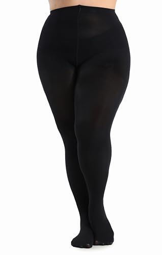 Seidiva Strumpfhose Damen Große Größen 80D Weiche Halb-Blickdicht Strumpfhosen mit Hoch Elastizität, Schwarz,4XL