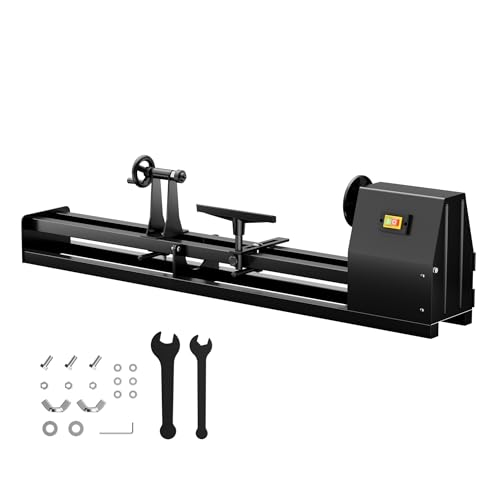 Wiltec Drechselbank 350 W mit verstellbarem Reitbock, Drechselmaschine mit Planscheibe u. Sicherheitsschalter, Drehbank für Holz bis 1000 mm Länge