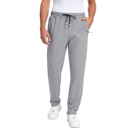 FGFD&OU Jogginghose Herren Sporthose Lang Baumwolle Freizeithose Trainingshose Männer Fitness Joggers Sport Hosen Sweatpants Laufhose Yogahose Sweathose (Hellgrau, M)
