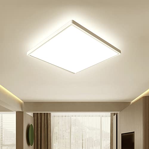 OTREN LED Deckenleuchte Flach, 24W Deckenlampe Quadrat 3000K, Modern Panel Lampe für Badezimmer Küche Wohnzimmer Schlafzimmer Flur, Kaltesweiß, IP44, Ø23CM