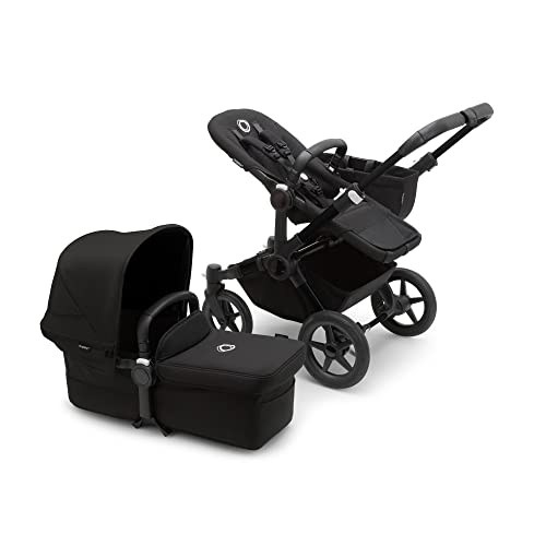 Bugaboo Donkey 5 Mono Kinderwagen, umbaubar zum Doppel- oder Zwillingskinderwagen, verbessertes Design, wendbarer Sitz, Ein-Hand-Lenkung und extra viel Stauraum, Midnight Black