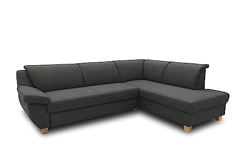 DOMO. collection Ecksofa Panama, klassisches Ecksofa in L-Form rechts, Eckcouch, Sofa Couch, Ecke 254 x 186 x 80 cm (BxTxH), anthrazit